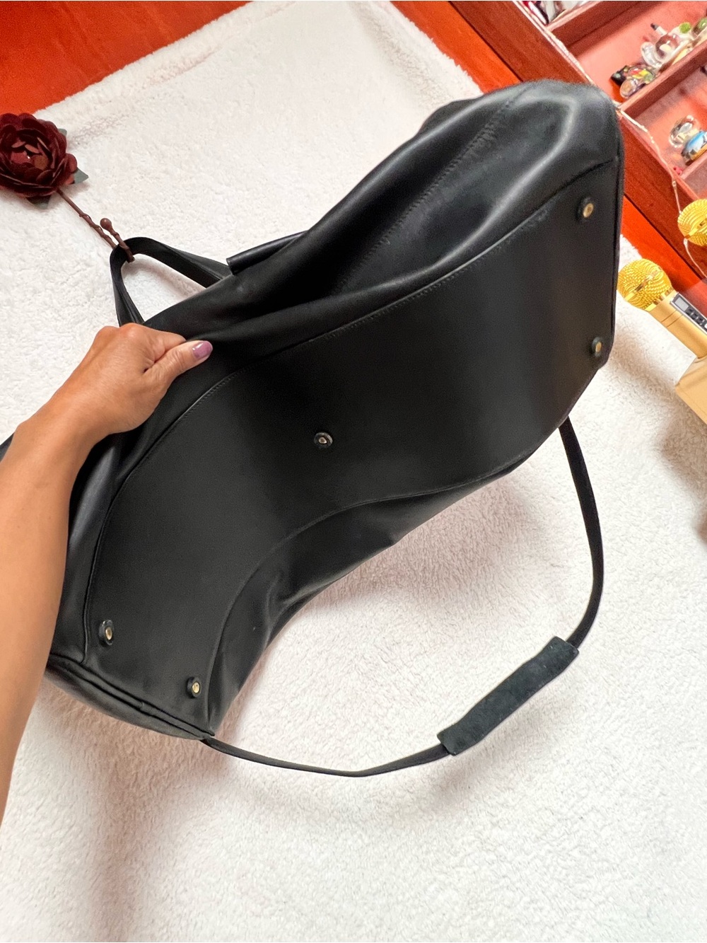 Vintage Coach Black Leather Duffel Bag for Men - Picture 5 of 14